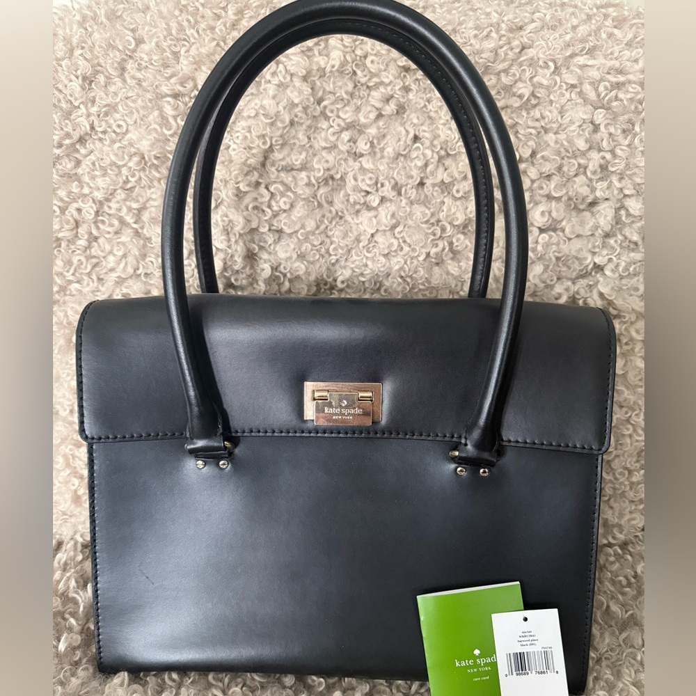 Kate Spade Sinclair Harwood Place Black Leather Satchel | Dust Bag | Tags